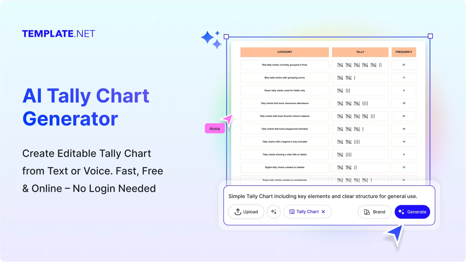 Free AI Tally Chart Generator, Free AI Tally Chart Maker [ No Signup ]